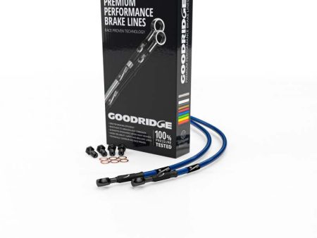 Goodridge 13-16 Yamaha MT-09 Electric Blue Rear SS Brake Lines w Black Fittings Supply