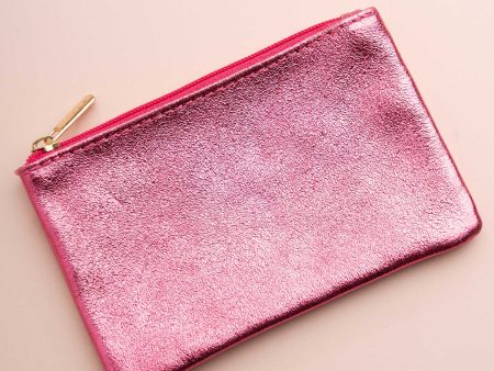 Pouch Metallic Zip 19papc08 Rose-Foncee on Sale