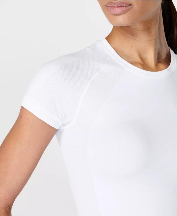 Athlete Crop Seamless Workout Sb8996 White Hot on Sale