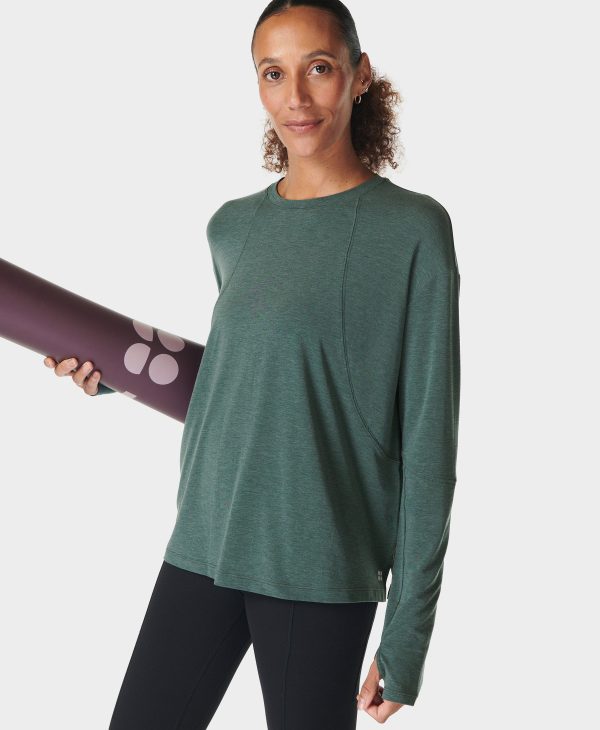 Soft Flow Studio Long Sleeve T Sb9989 Trek-Green Online now