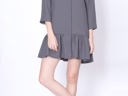 Ruffled Collar Shirtdress Hot on Sale