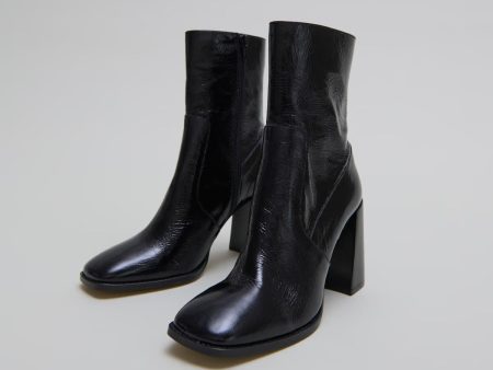 088- Vidal Cuir Brillant Noir Online Sale