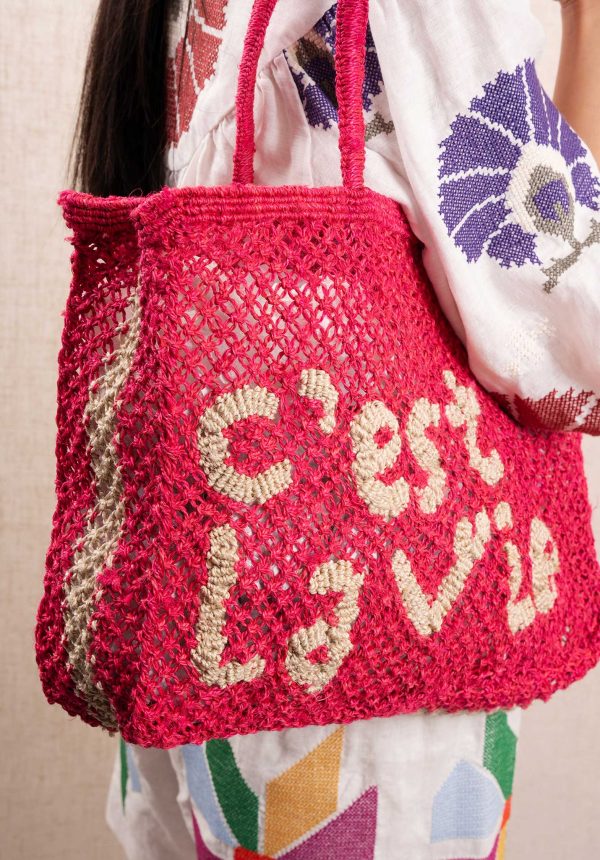 Beach Bag Cest La Cest La Vie Smal Hot-Pink For Discount