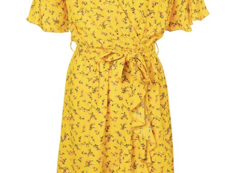 Tie-waist Floral Dress Cheap