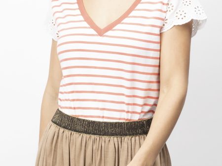 Striped Lace T-shirt Online Sale