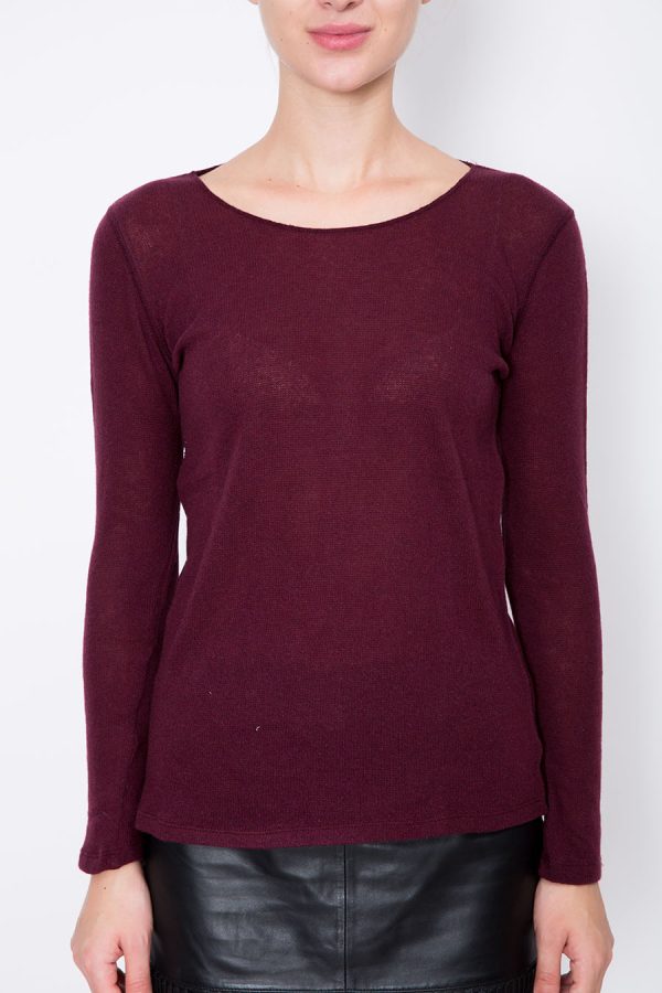 Sail Neck Long Sleeves Cashmere T-Shirt For Sale