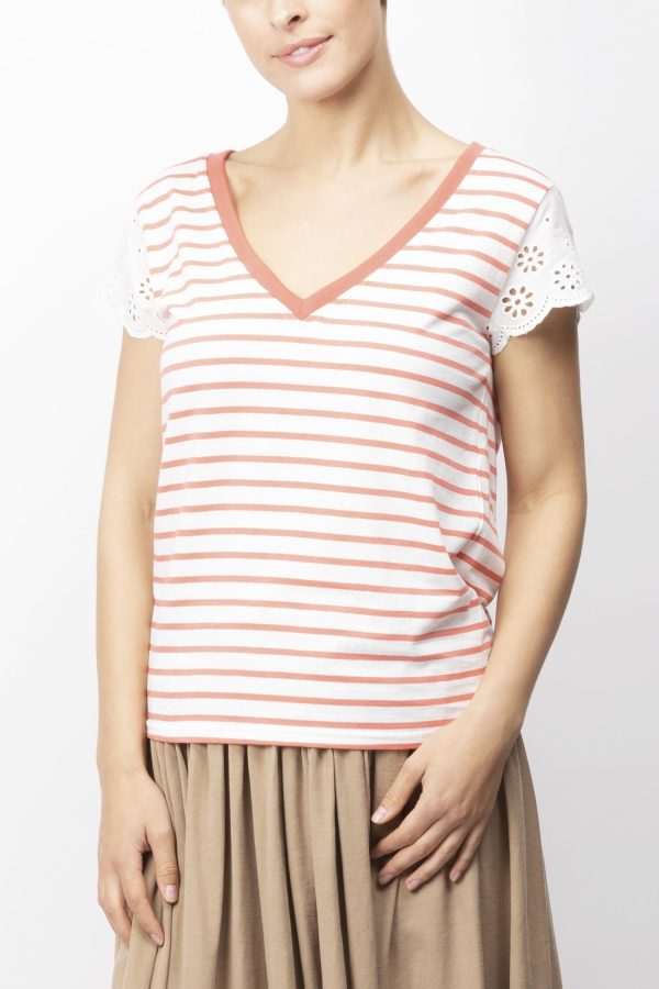 Striped Lace T-shirt Online Sale