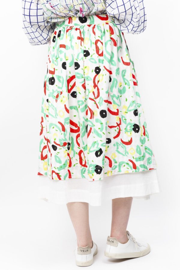 Abstract Printed Cotton Skirt For Cheap