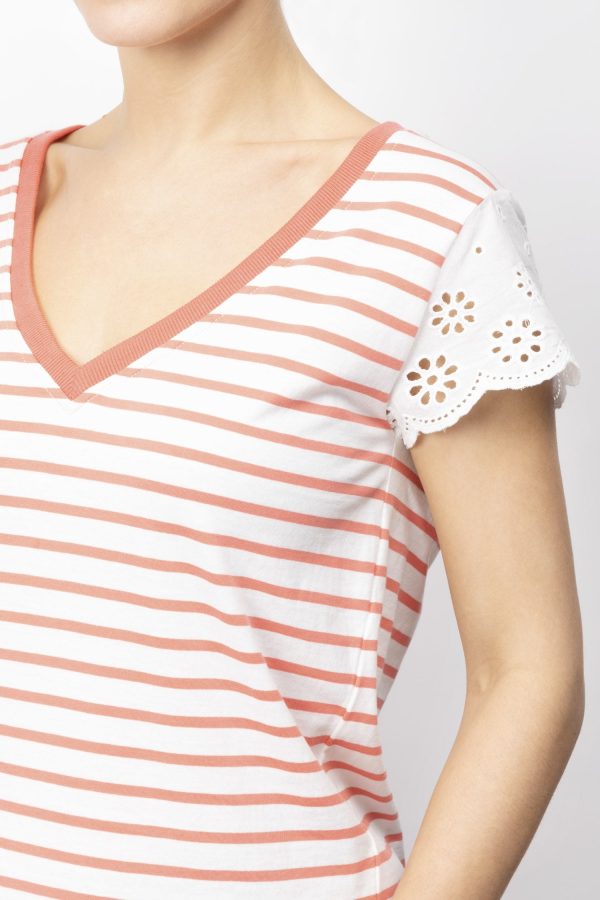 Striped Lace T-shirt Online Sale