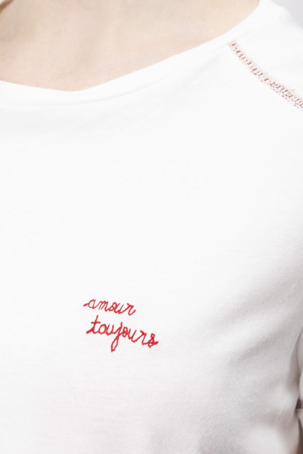 Slogan Embroidered T-shirt For Sale